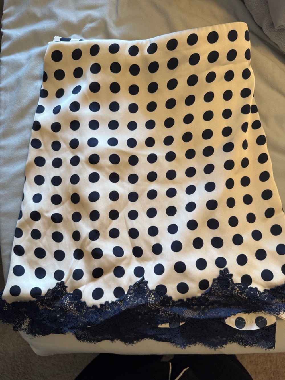 Abercrombie & Fitch satin mini Skirt with Navy Polka Dot